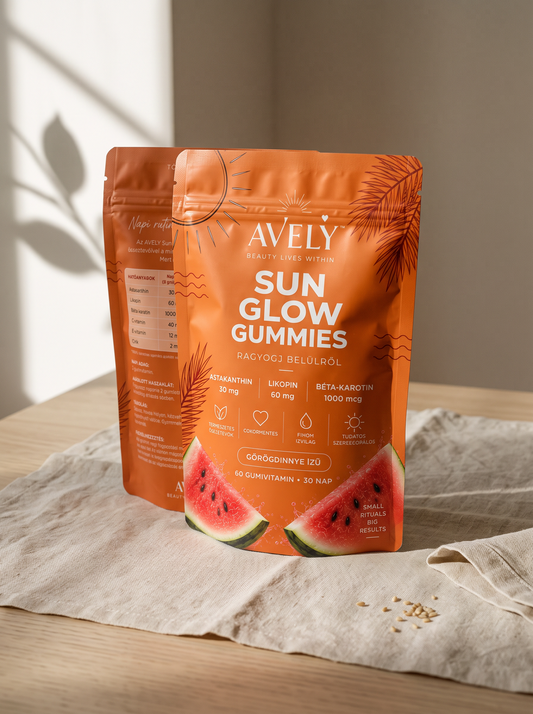 AVELÝ™ Sun Glow Gummies – Görögdinnye ízű szépségvitamin, 60 db